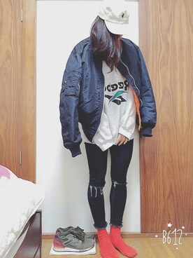 「alpha」｜「アイテム（その他アウター）」を使った、おばけさん（レディース・167cm）の冬コーディネート