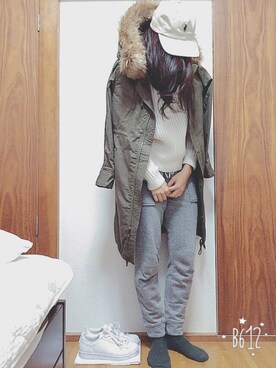 「Polo Ralph Lauren」｜「アイテム（モッズコート）」を使った、おばけさん（レディース・167cm）の冬コーディネート
