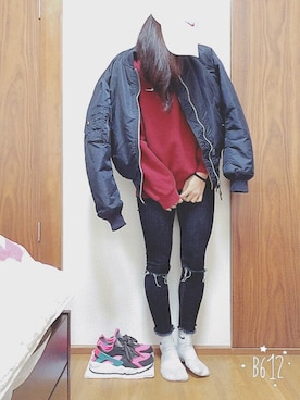 「カットオフ」｜「アイテム（その他アウター）」を使った、おばけさん（レディース・167cm）の冬コーディネート