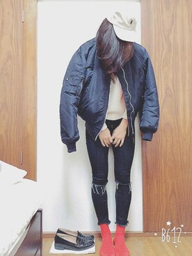 「alpha」｜「アイテム（その他アウター）」を使った、おばけさん（レディース・167cm）の春コーディネート