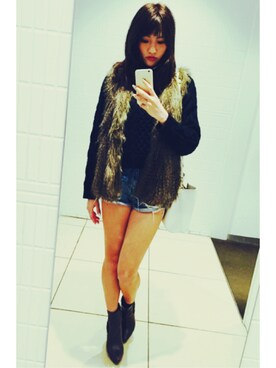 「H&M（エイチ・アンド・エム）のアイテム（その他アウター、ブラウン系）」を使った、Sayaka Kikutiさん（レディース）の秋コーディネート