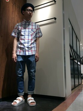 「The DUFFER of ST.GEORGE（ザダファーオブセントジョージ）のアイテム（帽子）」を使った、シバタさん（メンズ・168cm）の春コーディネート