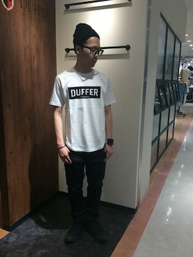 「The DUFFER of ST.GEORGE（ザダファーオブセントジョージ）の"D" WAPEEN KNIT CAP：ワッペンニットキャップ（ニットキャップ/ビーニー）」を使った、シバタさん（メンズ・168cm）の春コーディネート