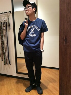 「The DUFFER of ST.GEORGE（ザダファーオブセントジョージ）のアイテム（バッグ）」を使った、シバタさん（メンズ・168cm）の夏コーディネート