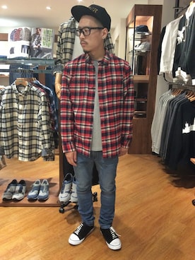 「The DUFFER of ST.GEORGE（ザダファーオブセントジョージ）のアイテム（キャップ）」を使った、シバタさん（メンズ・168cm）の秋コーディネート