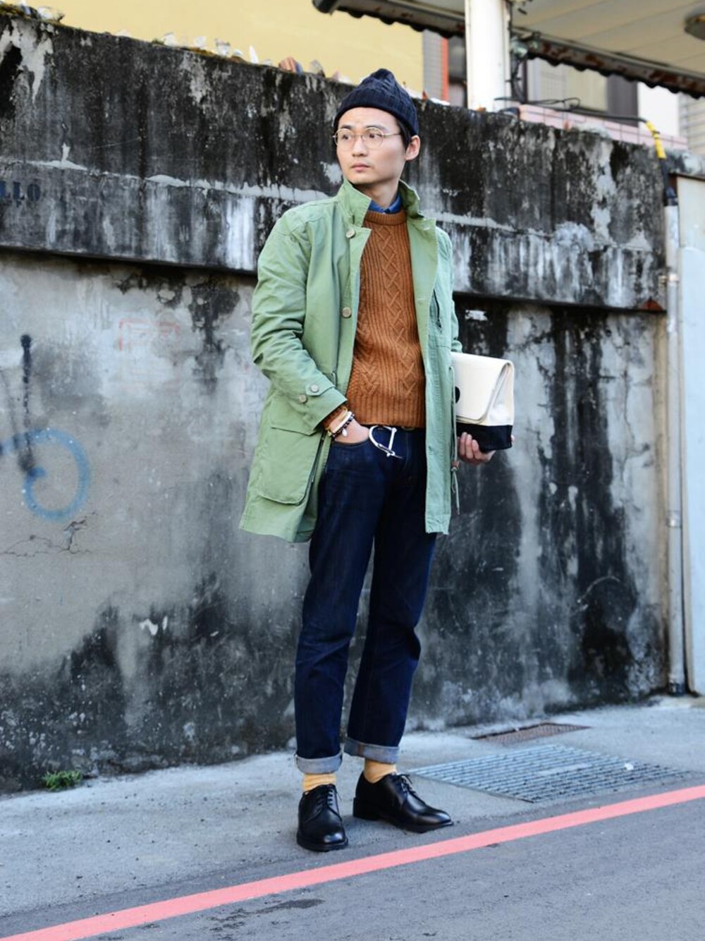 「grn、plain-me」｜「plain-meの雙件式多穿鋪棉軍外套（その他、その他）」を使った、plain-me_tcさん（メンズ・175cm）の冬コーディネートの1枚目の写真