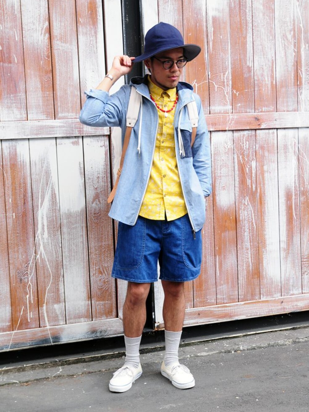 「VOTEMAKENEWCLOTHES、plain-me、radiant、Machismo」｜「VOTE MAKE NEW CLOTHESのVOTE BB HAT（その他、その他）」を使った、plain-me_tcさん（メンズ・175cm）の夏コーディネートの1枚目の写真