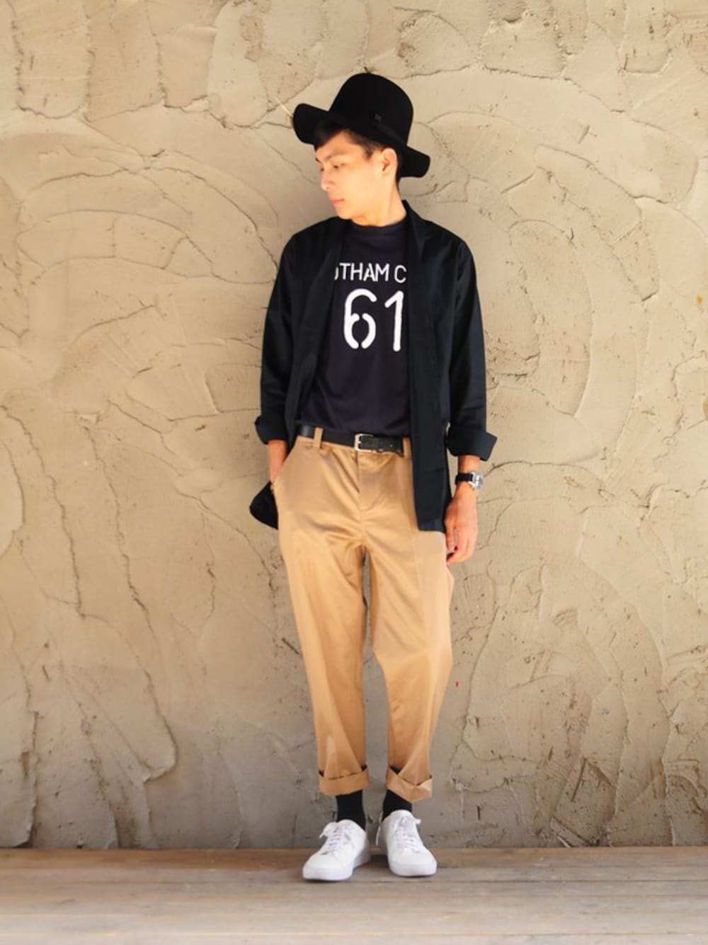 「artcomesfirst、plain-me」｜「ART COMES FIRSTのBlackgypsies Ha（その他、その他）」を使った、plain-me_tcさん（メンズ・178cm）の夏コーディネートの1枚目の写真