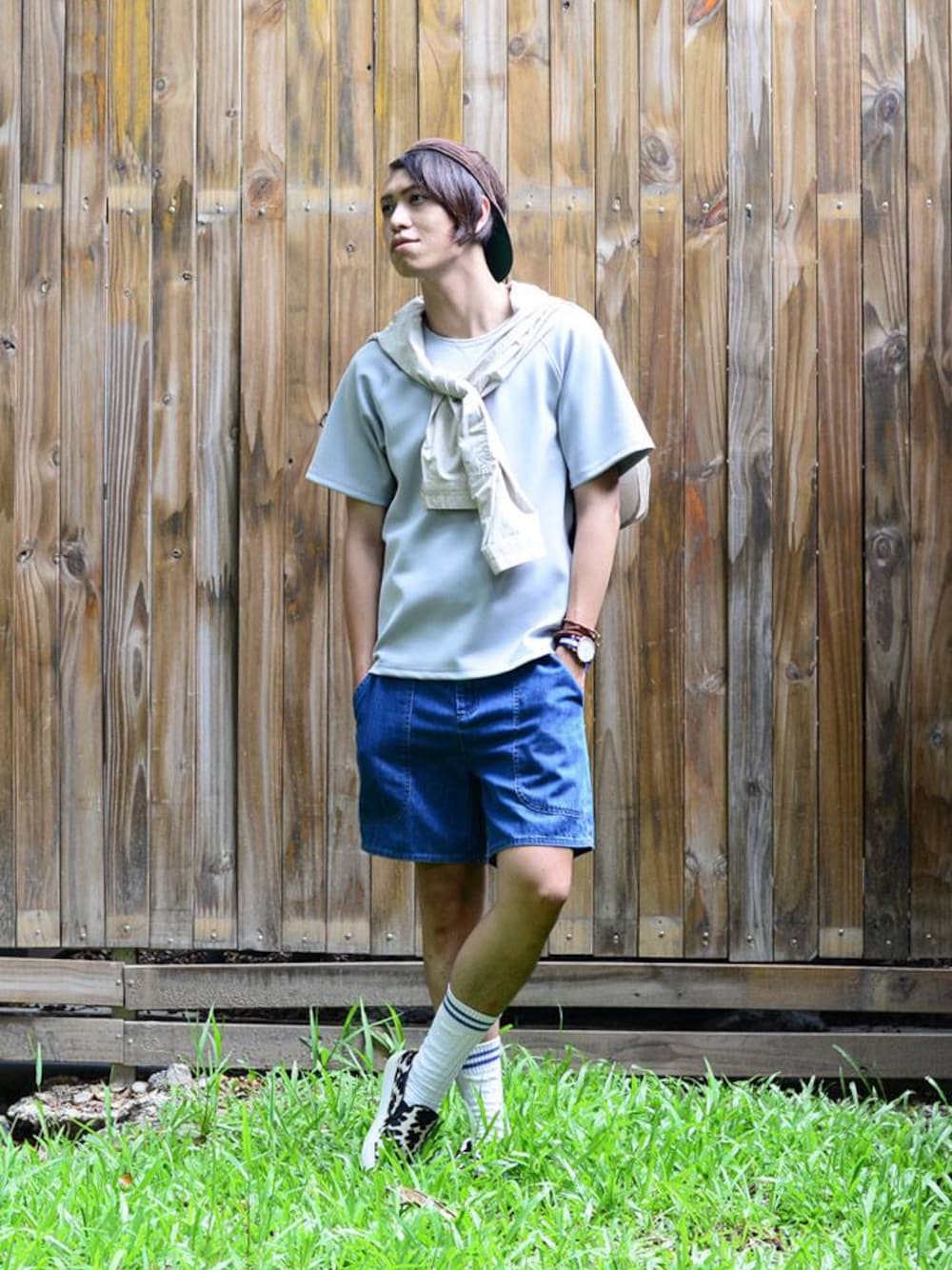 「plain-me、amb」｜「plain-meの手感立領套頭襯衫（その他、その他）」を使った、plain-me_tcさん（メンズ・178cm）の夏コーディネートの1枚目の写真