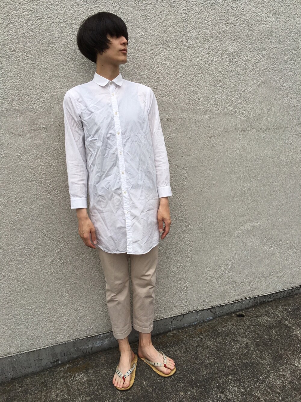「diddlediddleのアイテム（シャツ/ブラウス、ホワイト系）」を使った、しんたろうさん（メンズ・185cm）の夏コーディネートの1枚目の写真