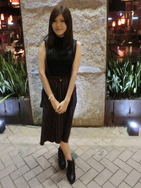 「Marjorie（マージョリー）のアイテム（タンクトップ、ブラック系）」を使った、大篇妮さん（レディース・170cm）の秋コーディネート