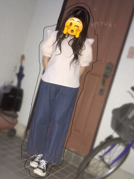「しまむら（シマムラ）のアイテム（Tシャツ/カットソー、ピンク系）」を使った、-miyuki-さん（レディース・152cm）の秋コーディネート