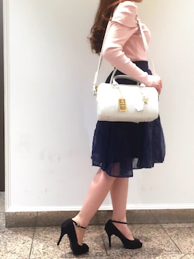 「ピンク×ネイビー」｜「アイテム（パンプス）」を使った、Jessie   ☺︎さん（レディース・151cm）の春コーディネート