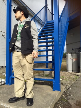 「アイテム（ウォレットチェーン）」を使った、Ta☆Kaさん（メンズ・160cm）の秋コーディネート