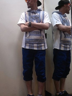 「CHROME（クローム）のアイテム（キャップ）」を使った、gigileさん（メンズ・180cm）の夏コーディネート