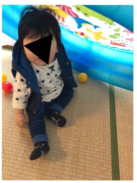 「PETIT BATEAU（プチバトー）のアイテム（ダウンベスト）」を使った、𓃰⋆RUI‎⋆RUI‎⋆𓃰さん（キッズ・70cm）の秋コーディネート