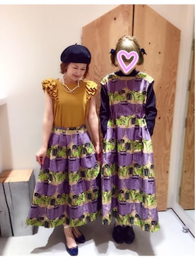 「花柄 スカート」｜「アイテム（バレエシューズ）」を使った、サトミィさん（レディース・156cm）の夏コーディネート