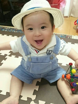 「Familiar （ファミリア）のアイテム（帽子）」を使った、funaさん（キッズ・70cm）の夏コーディネート