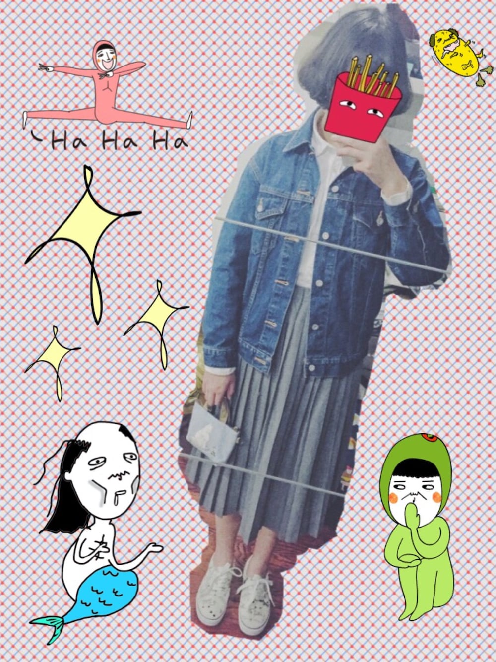 「买菜！、Tina头！😂😂😂」｜「MOUSSYの3rd DENIM JK（その他アウター、ブルー系）」を使った、Zrrさん（レディース・167cm）の冬コーディネートの1枚目の写真