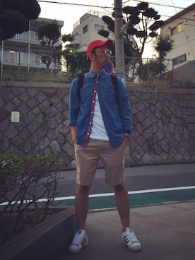 「FLIP THE SCRIPT（フリップザスクリプト）のアイテム（トップス）」を使った、Masayangさん（メンズ・182cm）の夏コーディネート