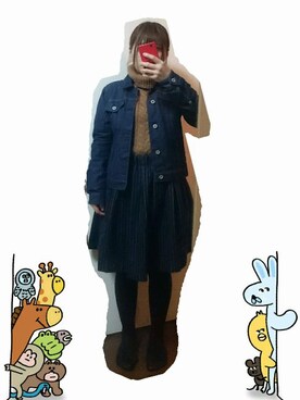「Gジャン×タートルネック」｜Akariさん（レディース・148cm）の春コーディネート