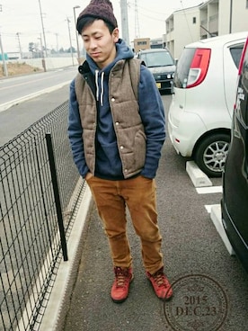 「URBANRESEARCH」｜「アイテム（ニットキャップ/ビーニー）」を使った、mkyさん（メンズ・170cm）の冬コーディネート