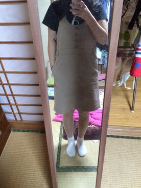 「アイテム（つなぎ/オールインワン、ベージュ系）」を使った、mokoさん（レディース・156cm）の夏コーディネート