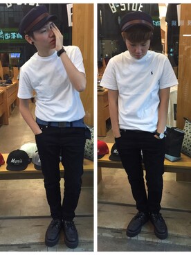 「Daniel Wellington（ダニエルウェリントン）のアイテム（その他）」を使った、Eli Luoさん（メンズ・163cm）の冬コーディネート