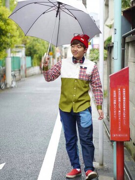 「NIRAME.CO（ニラメッコ）のアイテム（ニットキャップ/ビーニー）」を使った、うるぐすさん（メンズ・170cm）の春コーディネート