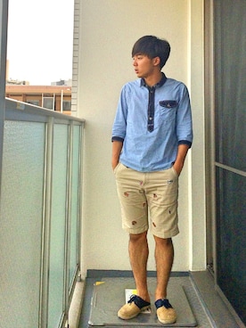 「TOMMY（トミー）のアイテム（その他パンツ）」を使った、うるぐすさん（メンズ・171cm）の夏コーディネート