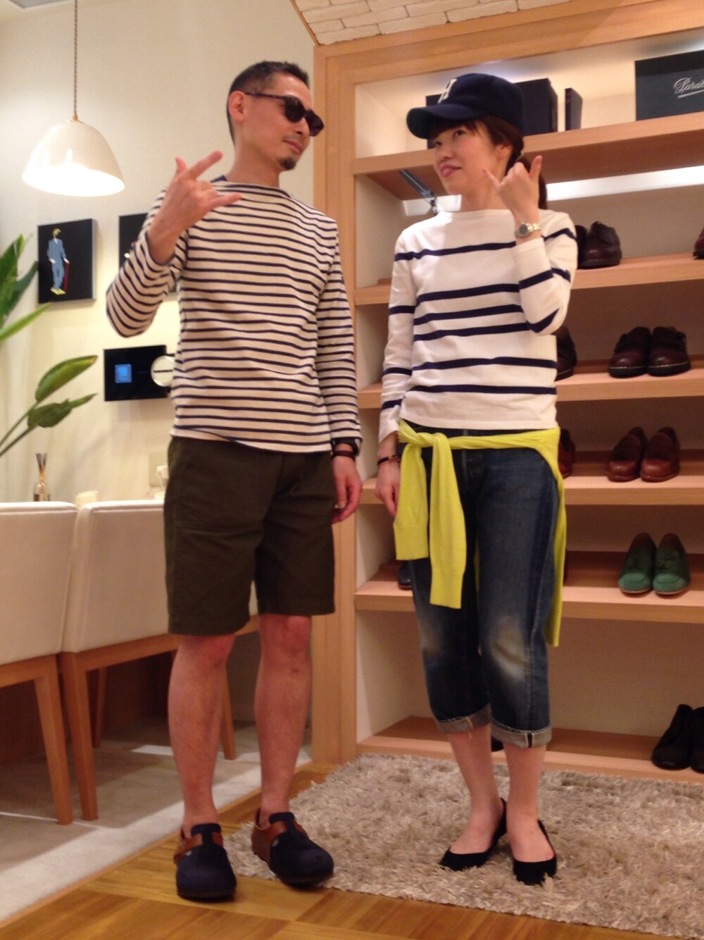 「ビルケンシュトック、birkenstock、saint james、セントジェームス」｜「SAINT JAMESのsaintjames（Tシャツ/カットソー、グリーン系）」を使った、hiro5cさん（メンズ・170cm）の夏コーディネートの1枚目の写真