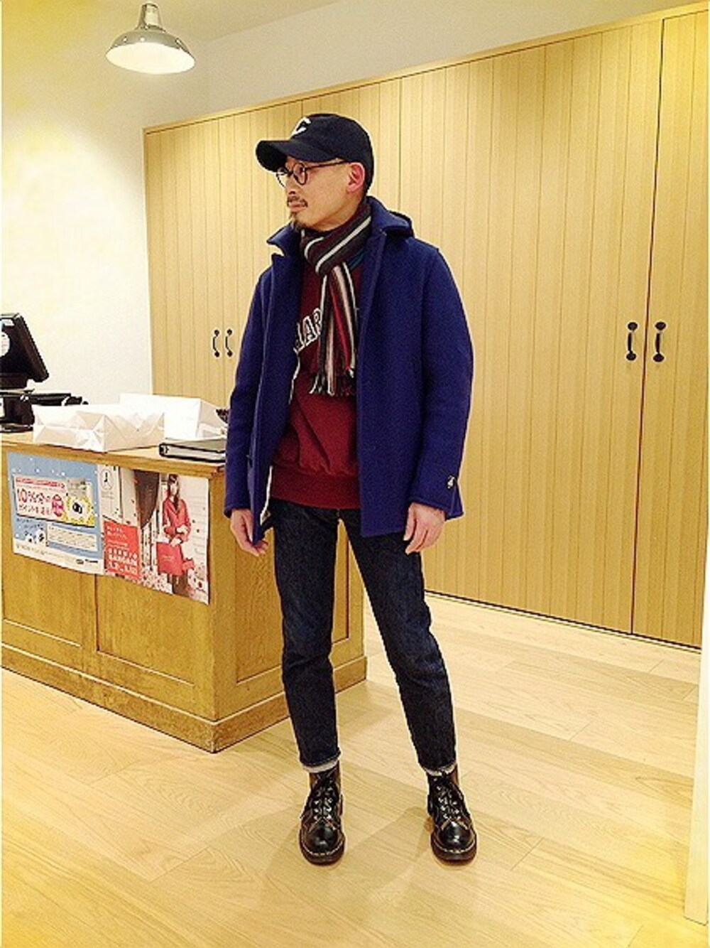 「Bshop、orcival、Dr.Martens」｜「Dr. Martensの ドクターマーチン 2014AW モンキーブーツ（その他シューズ、ブラック系）」を使った、hiro5cさん（メンズ・170cm）の冬コーディネートの1枚目の写真