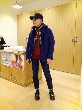 「orcival」｜「アイテム（ピーコート）」を使った、hiro5cさん（メンズ・170cm）の冬コーディネート
