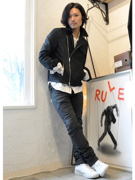 「アイテム（ヘアゴム）」を使った、DFTOKYOAkiさん（メンズ・163cm）の秋コーディネート