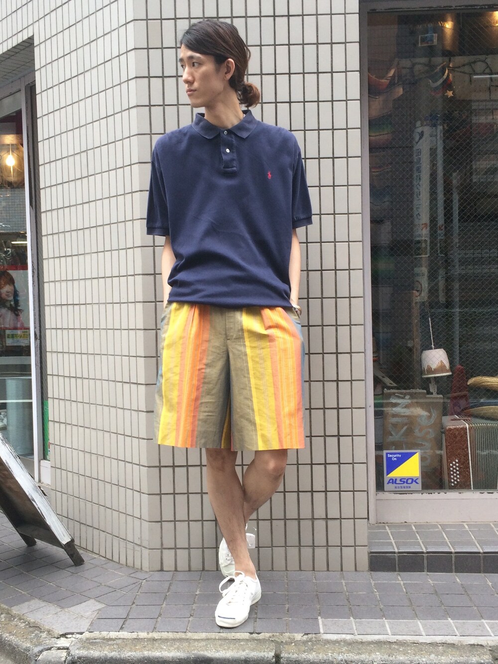 「古着、ポロシャツ、converse、サマースタイル、Dclothing、VINTAGE」｜「POLO RALPH LAURENのアイテム（ポロシャツ、ブルー系）」を使った、キタタクさん（メンズ・187cm）の夏コーディネートの1枚目の写真