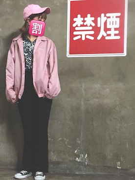 「BUBBLES（バブルス）のアイテム（その他パンツ、ブラック系）」を使った、る子さん（レディース・163cm）の夏コーディネート