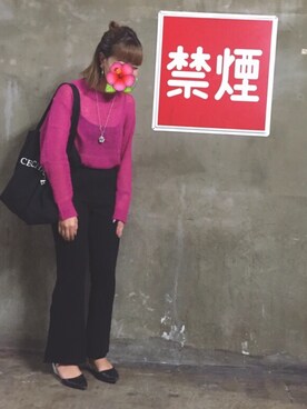 「BUBBLES（バブルス）のアイテム（その他パンツ、ブラック系）」を使った、る子さん（レディース・163cm）の秋コーディネート