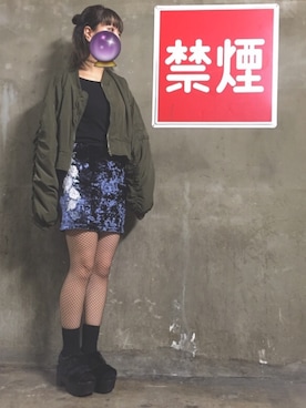 「onespo（ワンスポ）のアイテム（スカート、ブルー系）」を使った、る子さん（レディース・163cm）の秋コーディネート