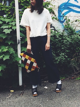 「アイテム（バングル/リストバンド）」を使った、古屋美咲さん（レディース・166cm・20代）の夏コーディネート
