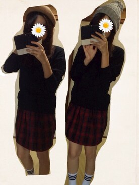 「スウエット」｜「アイテム（ハンチング/ベレー帽）」を使った、minminさん（レディース・160cm）の秋コーディネート
