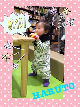 「アイテム（ママ＆ベビー、グリーン系）」を使った、haruto☆さん（キッズ・80cm）の冬コーディネート