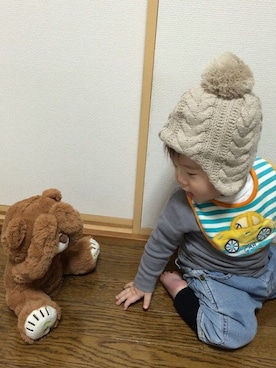 「アイテム（ママ＆ベビー、グリーン系）」を使った、haruto☆さん（キッズ・80cm）の冬コーディネート