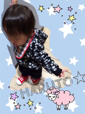 「MIKI HOUSE（ミキハウス）のアイテム（シューズ）」を使った、haruto☆さん（メンズ・80cm）の春コーディネート