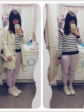 「nice claup」｜「アイテム（チェスターコート）」を使った、🍪norabearさん（レディース・160cm）の春コーディネート
