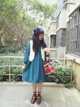 「axes femme（アクシーズファム）のアイテム（クラッチバッグ）」を使った、🍪norabearさん（レディース・160cm）の秋コーディネート