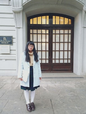 「w closet」｜「アイテム（チェスターコート）」を使った、🍪norabearさん（レディース・160cm）の冬コーディネート