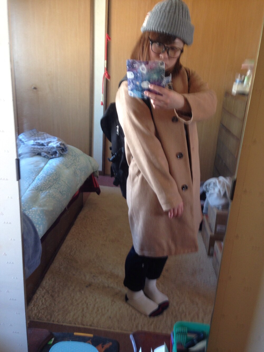 「RETRO GIRLのアイテム（シャツ/ブラウス、グレー系）」を使った、Sayoさん（レディース・149cm）の冬コーディネートの1枚目の写真