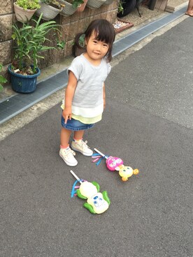 「わんわん」｜meimeiさん（キッズ・90cm）の夏コーディネート