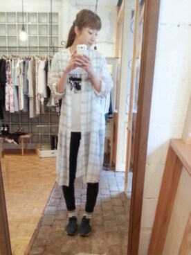「AMIW（アミウ）のshirt onepeace（ワンピース、ホワイト系）」を使った、sherryさん（レディース・168cm）の春コーディネート