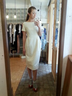 「ジャガードOP（ワンピース、ホワイト系）」を使った、sherryさん（レディース・168cm）の春コーディネート